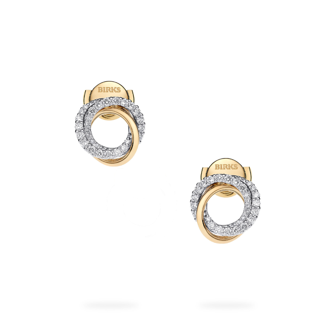 Yellow and White Gold Entwine Diamond Stud Earrings (203931