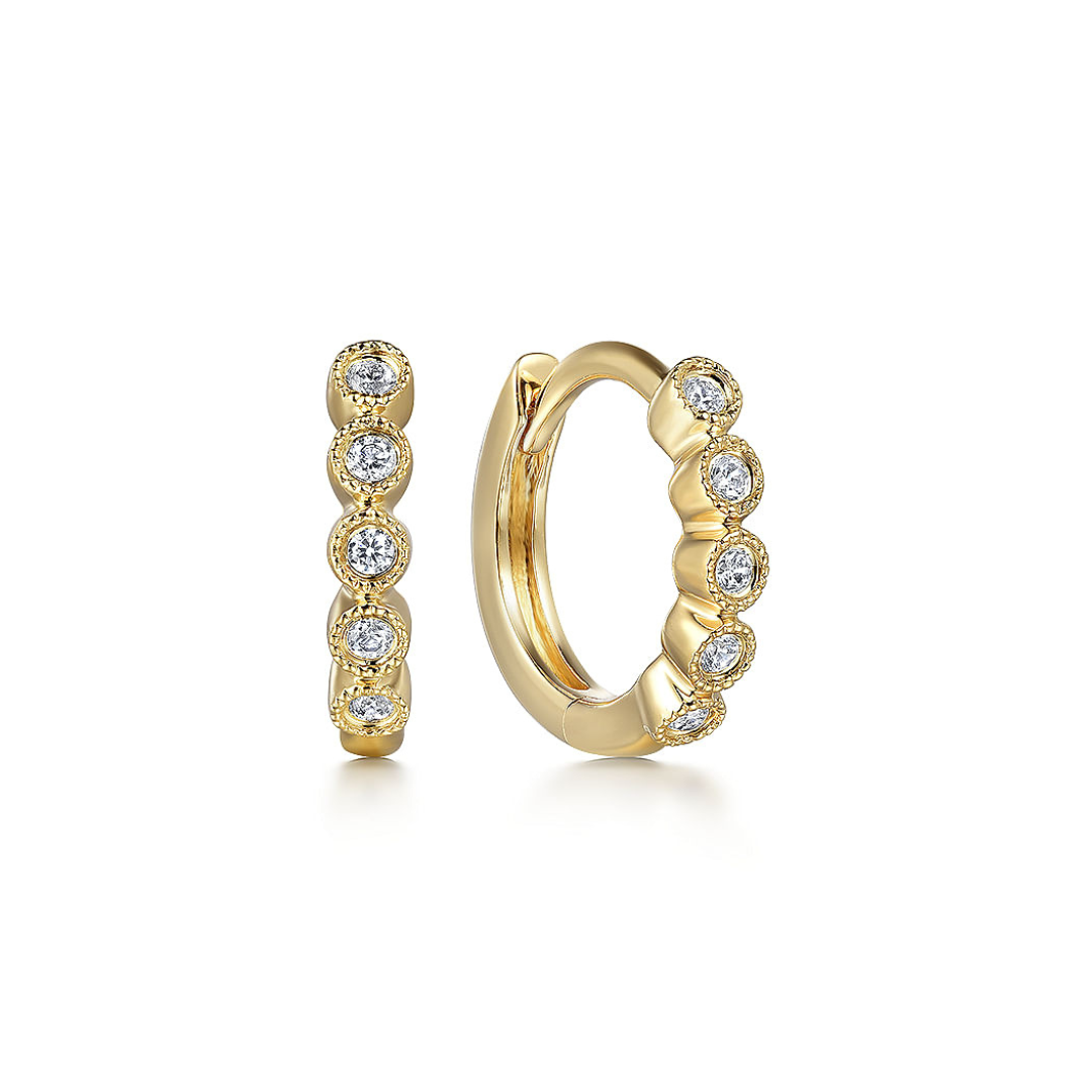 10mm Yellow Gold Diamond Huggie Earrings (462486) – Janina's