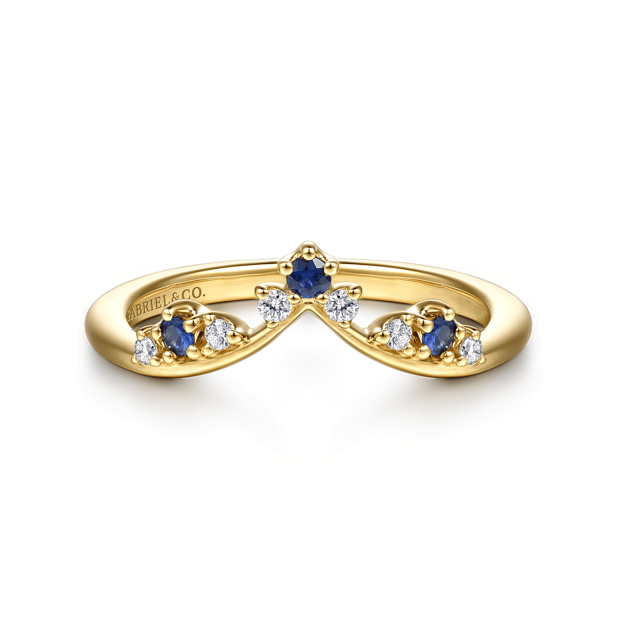 Yellow Gold Prong Set Sapphire and Diamond Anniversary Band (684503)