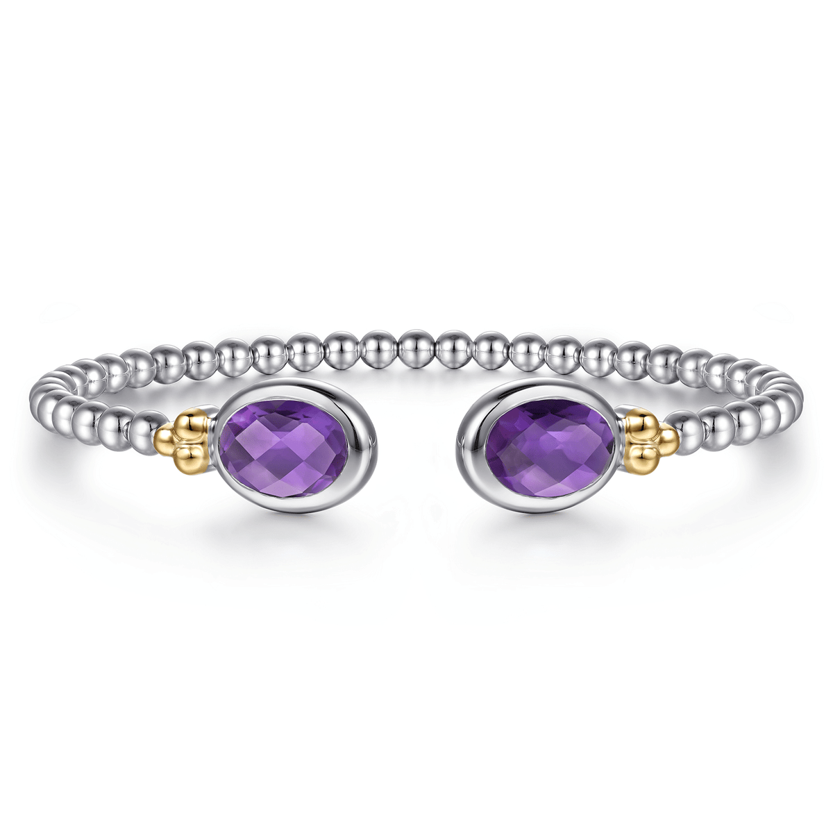 Yellow Gold and Sterling Silver Bujukan Oval Amethyst Bangle (416988)