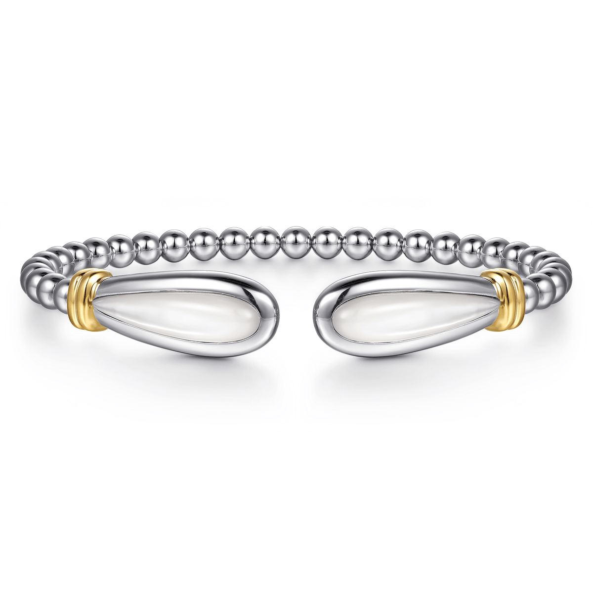 Yellow Gold and Sterling Silver Bujukan Bangle with White Mother of Pearl (427887)