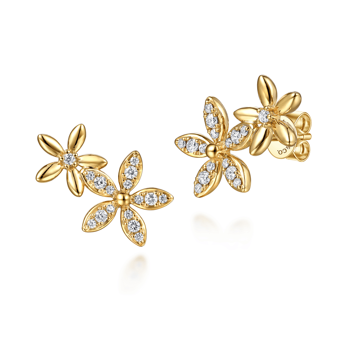 Yellow Gold Diamond Floral Ear Climber Earrings (868636)