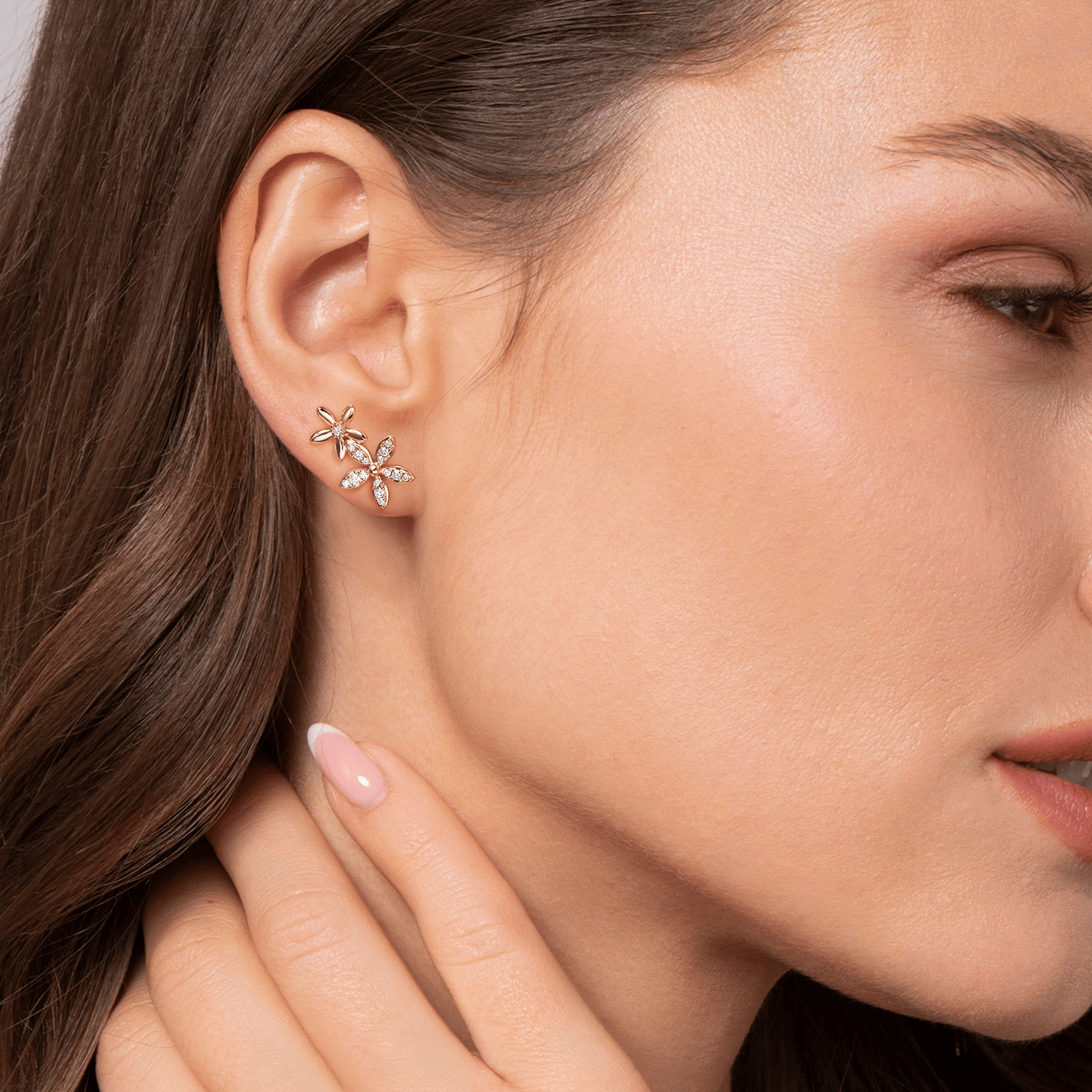 Yellow Gold Diamond Floral Ear Climber Earrings (868636)