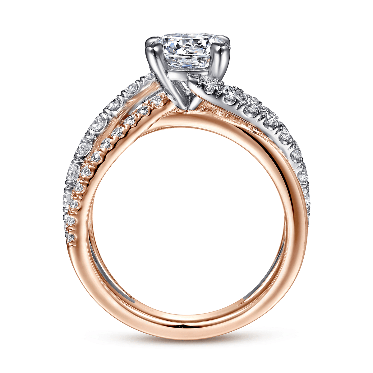 White-Rose Gold Round Free Form Engagement Ring (469385)