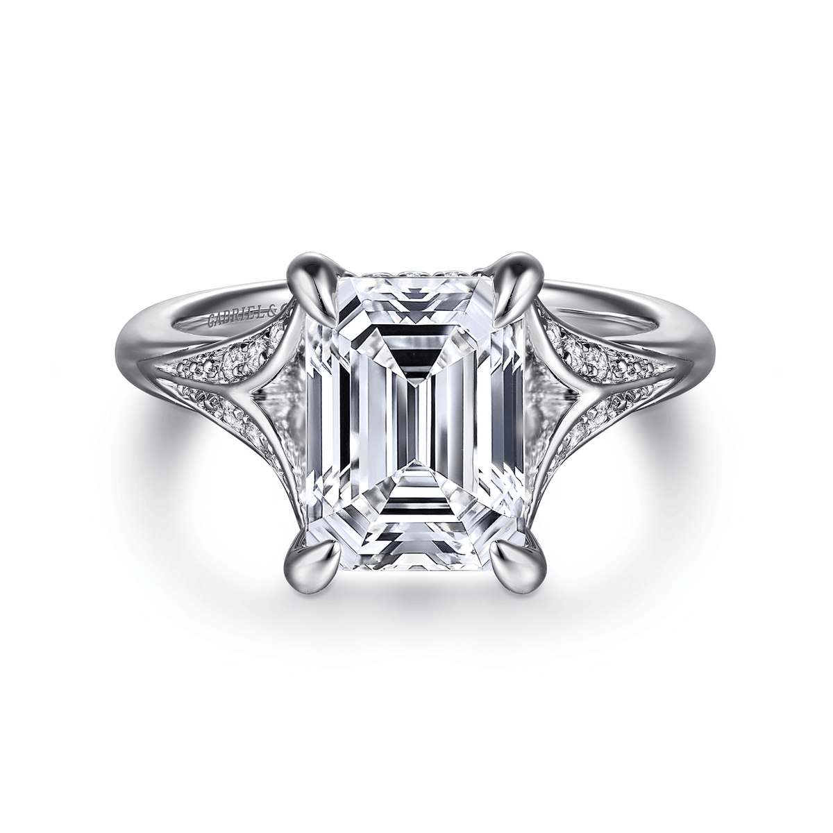 White Gold Emerald Cut Engagement Ring (469322)