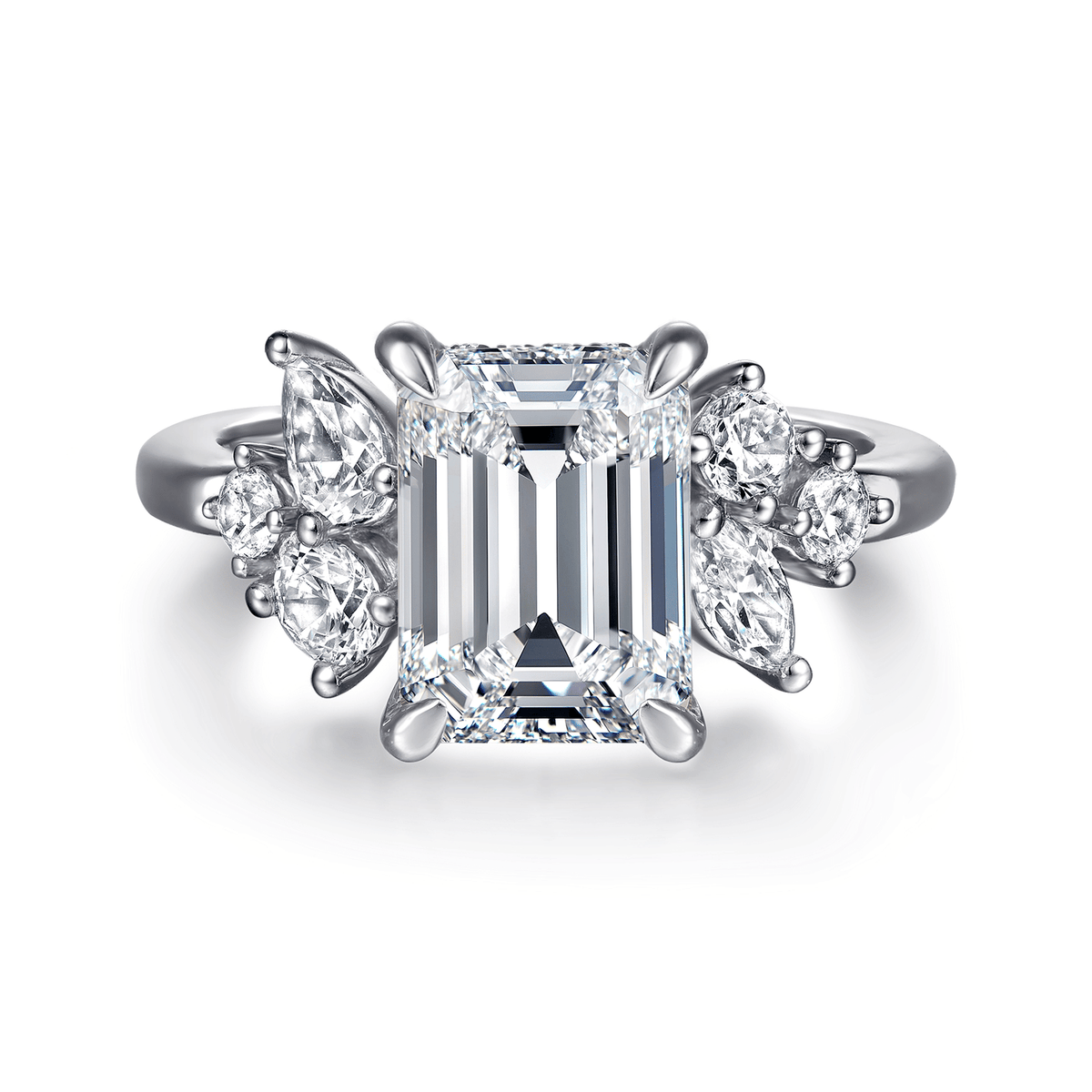 White Gold Emerald Cut Engagement Ring (749864)