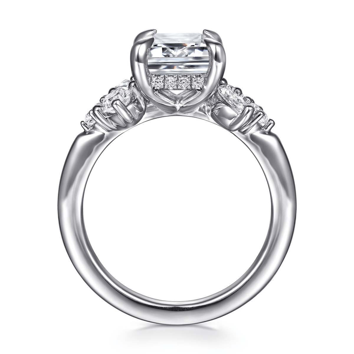 White Gold Emerald Cut Engagement Ring (749864)