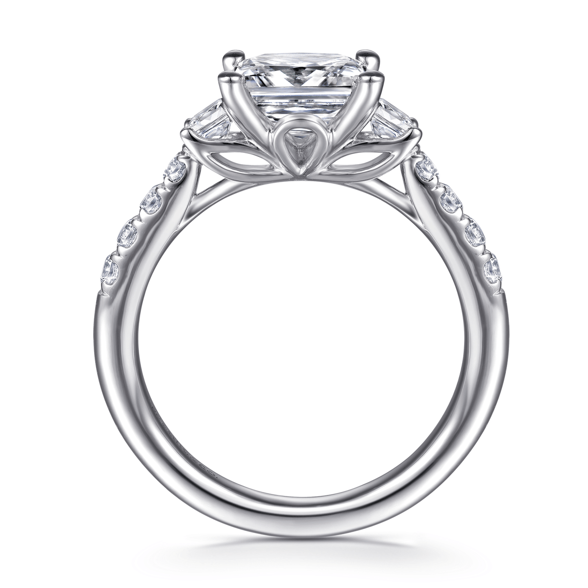 White Gold Princess Cut Three Stone Engagement Ring (597719)