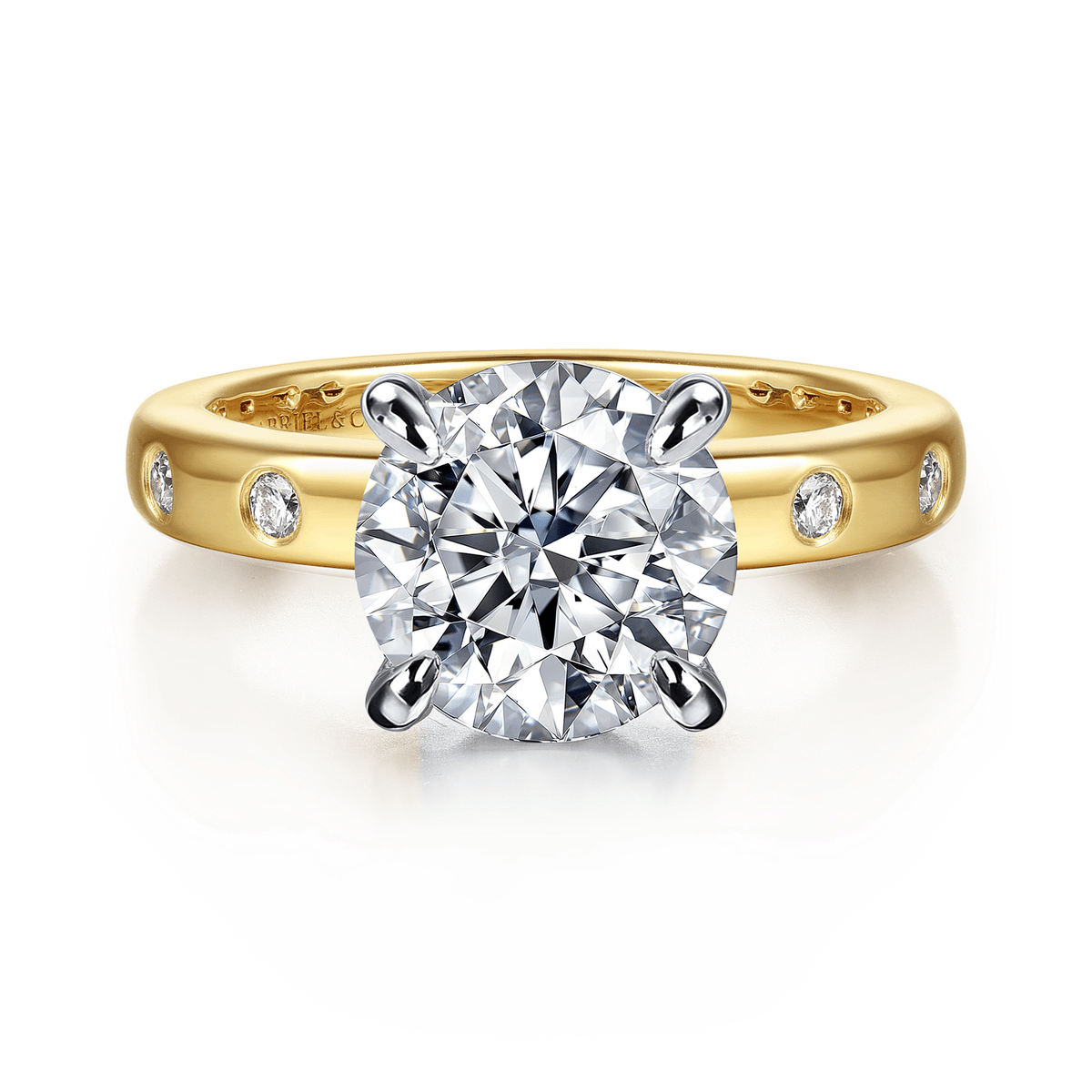 Yellow & White Gold Round Engagement Ring (573083)