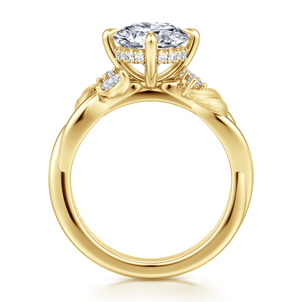 Yellow Gold Compass Prong Round Engagement Ring (437662)
