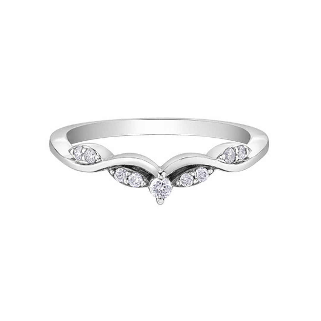 White Gold Contour Band with Diamonds (051884)