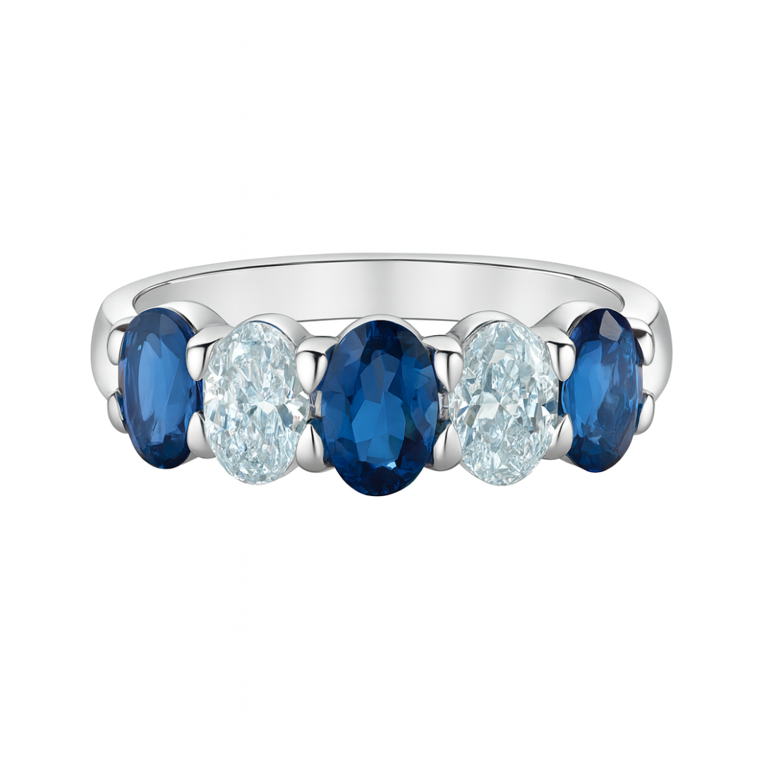 White Gold Lab Grown Sapphire and Diamond Band (167866)