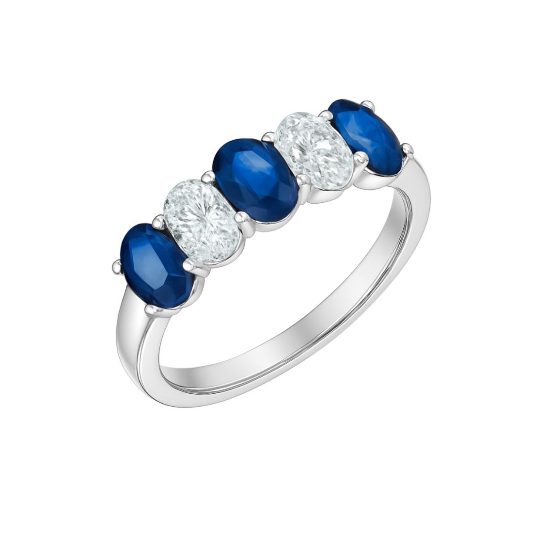 White Gold Lab Grown Sapphire and Diamond Band (167866)