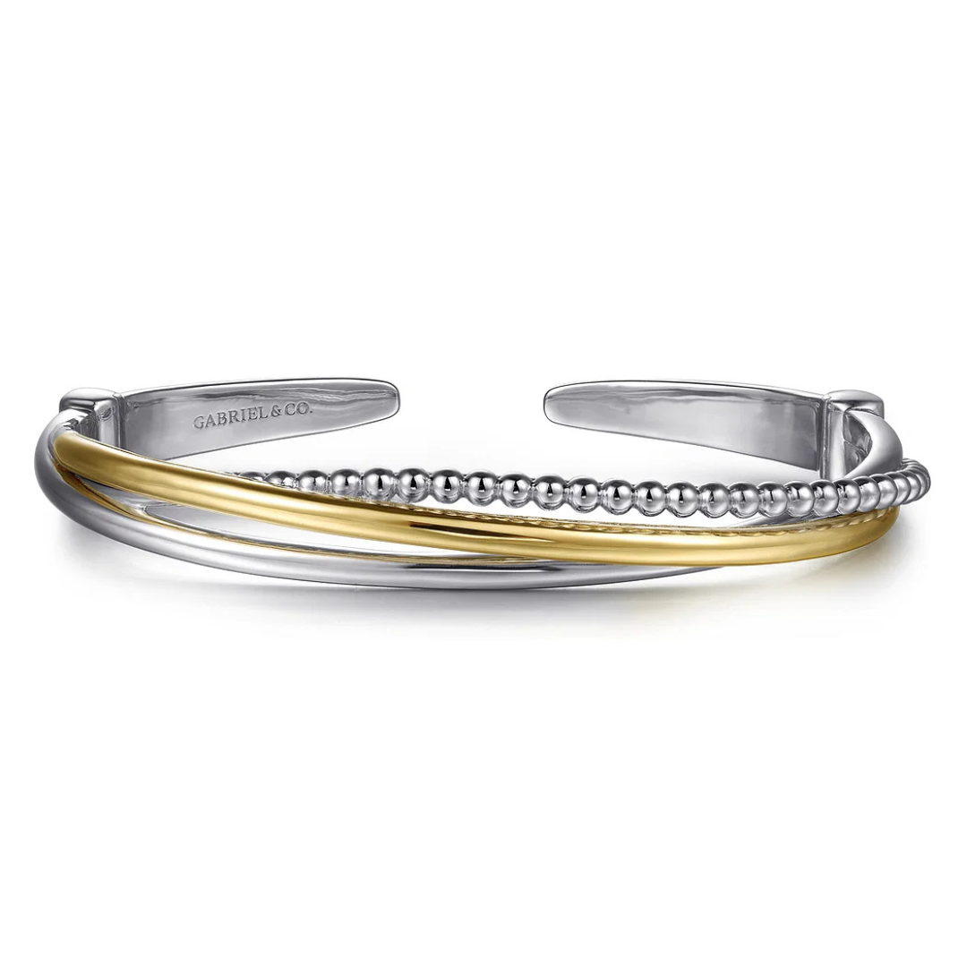 Sterling Silver and Yellow Gold Bujukan Twisted Bangle Bracelet (273488)