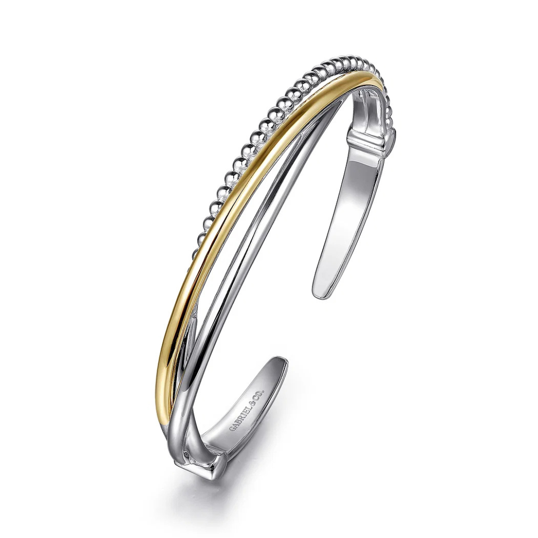 Sterling Silver and Yellow Gold Bujukan Twisted Bangle Bracelet (273488)