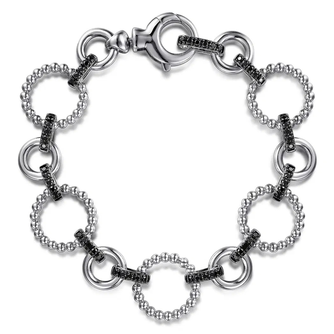 Sterling Silver and Black Spinel Bujukan Link Bracelet (462161)