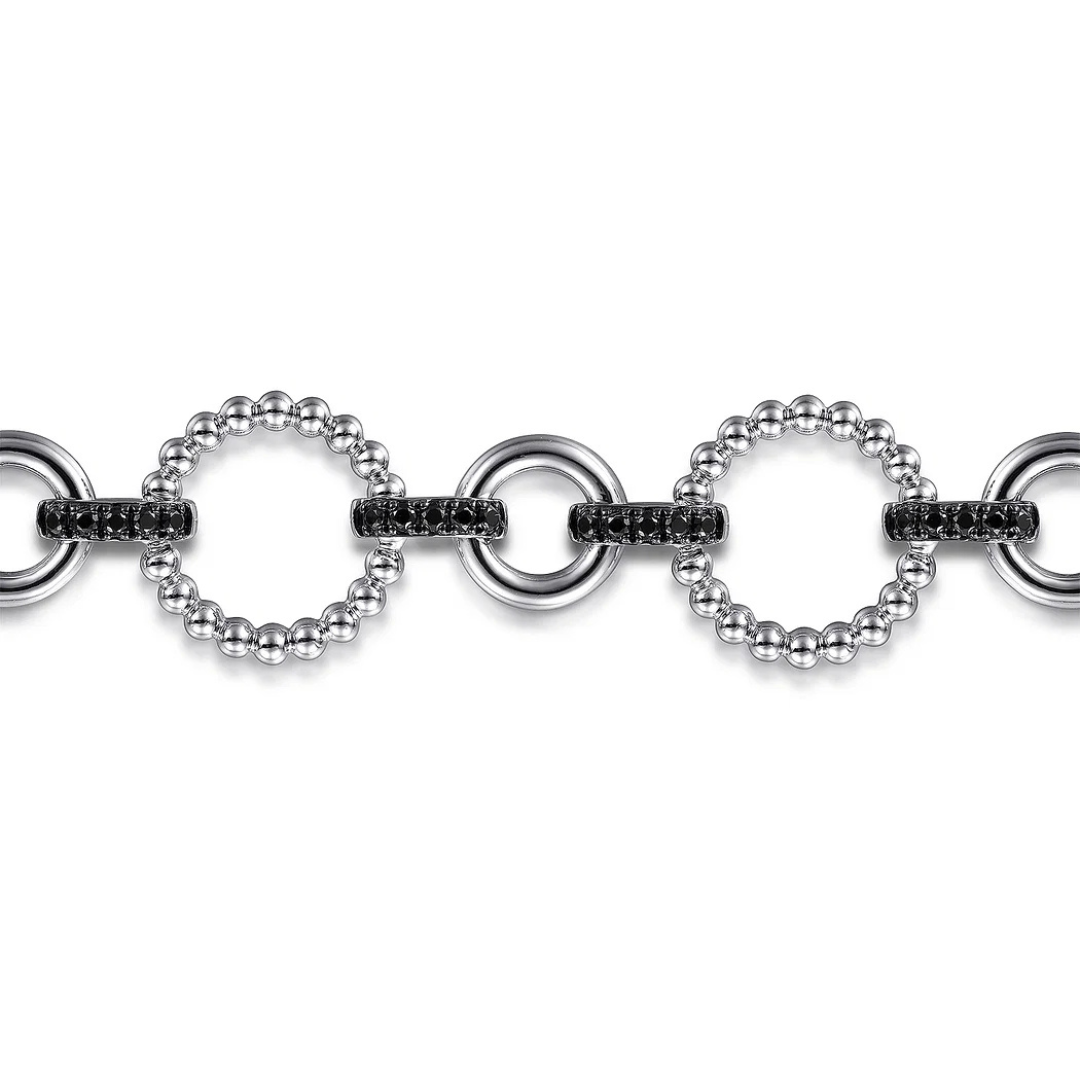 Sterling Silver and Black Spinel Bujukan Link Bracelet (462161)