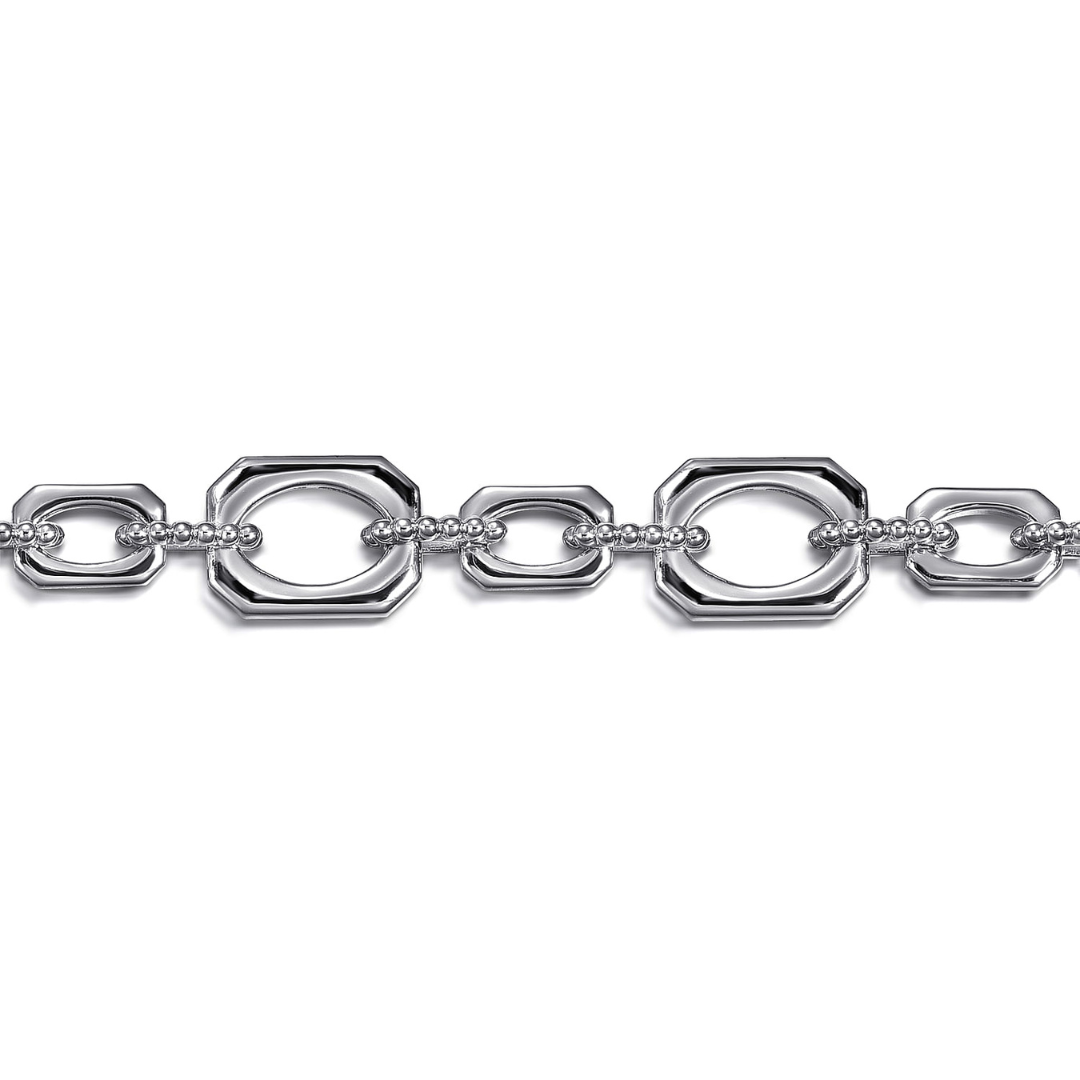 Sterling Silver Bujukan and Elongated Octagon Bracelet (511648)
