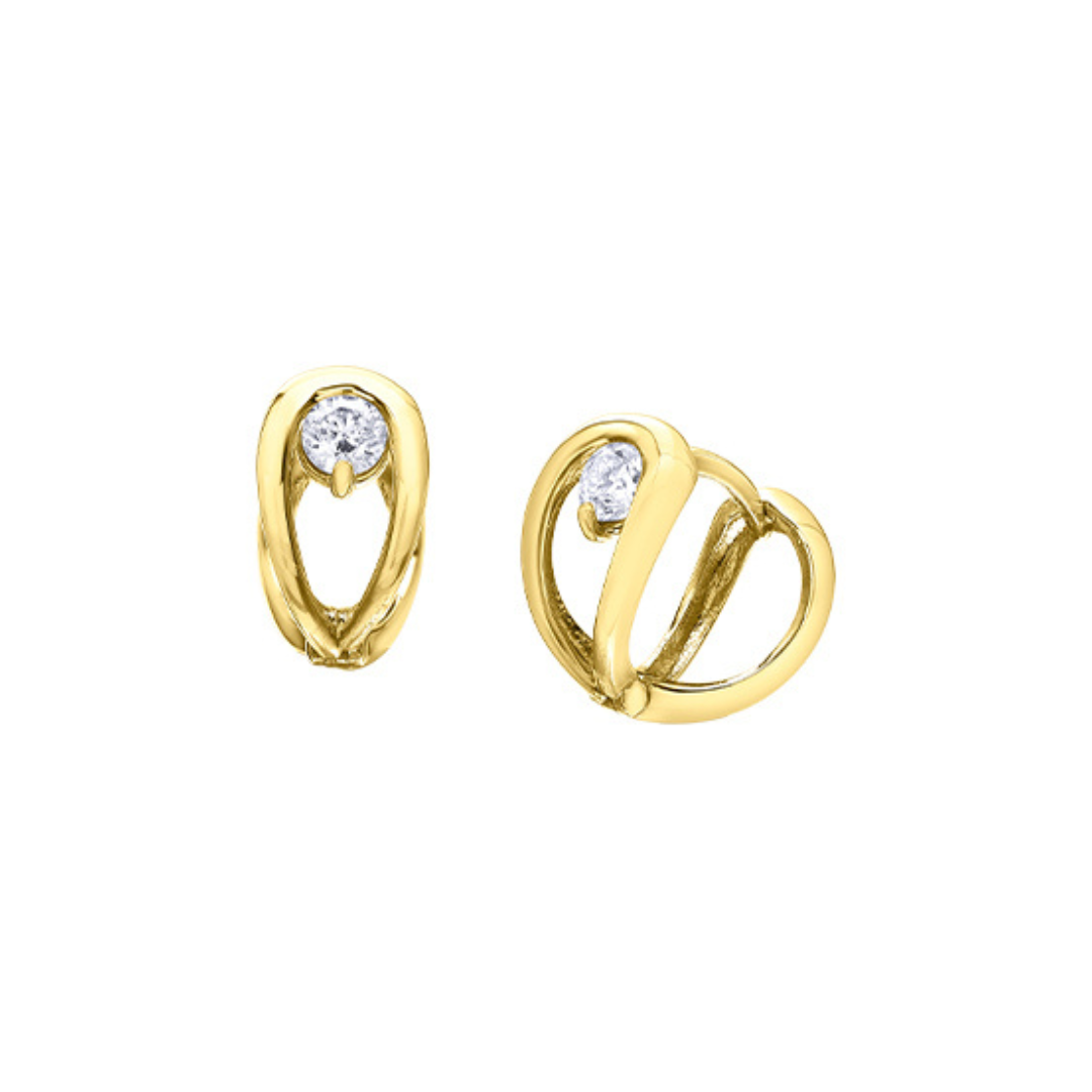 Yellow Gold Open Huggie Diamond Earrings (111491)