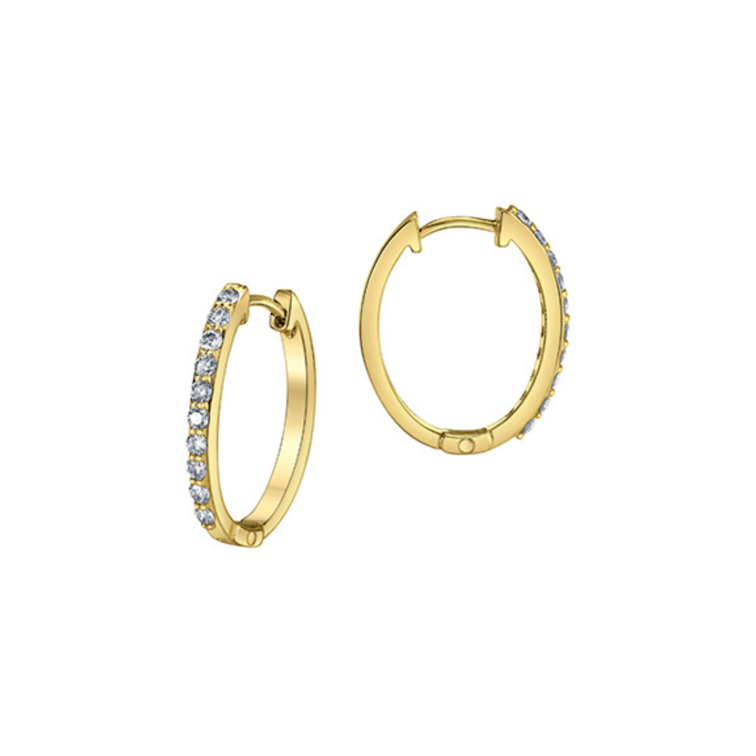 Gold Diamond Huggie Hoop Earrings (135238)