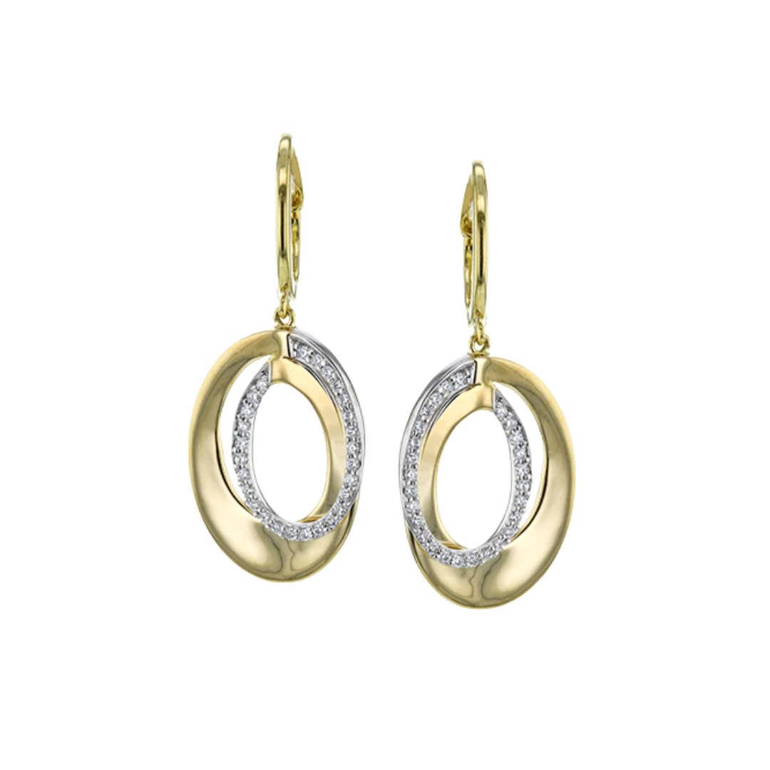 Two-Tone Oval Drop Diamond Earrings (165015)