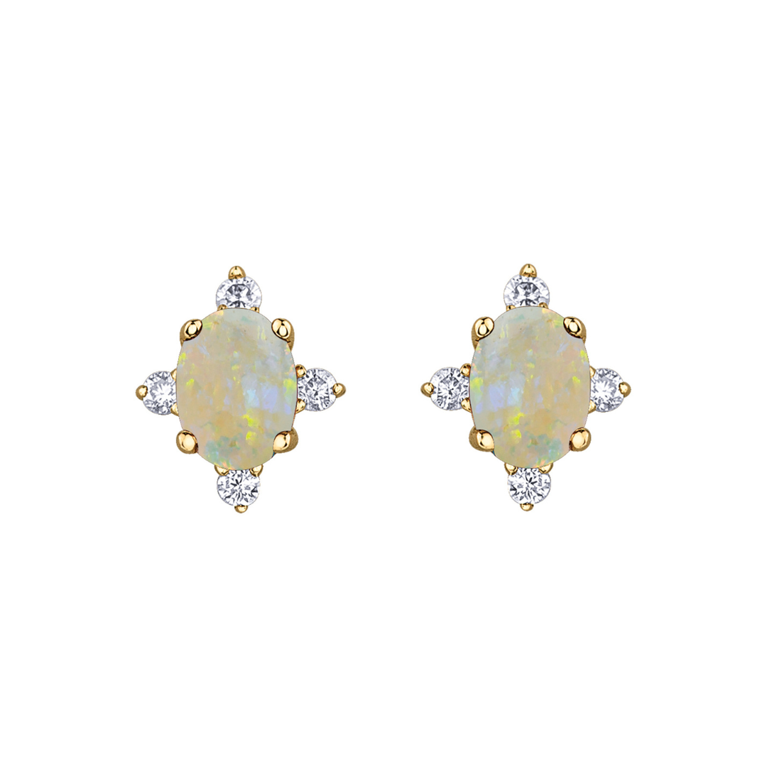 Diamond and Opal Stud Earrings (203408)