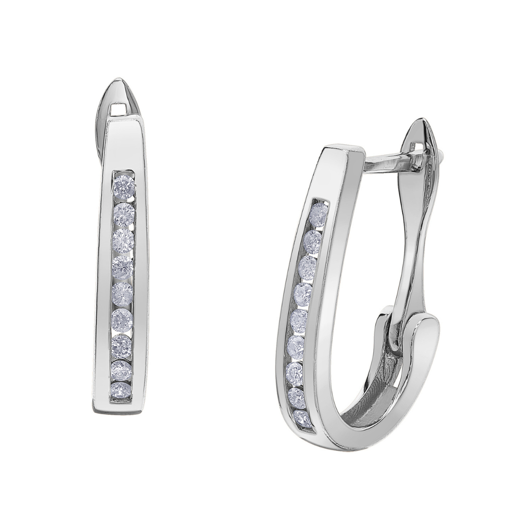 White Gold Diamond Hoop Earrings (203417)