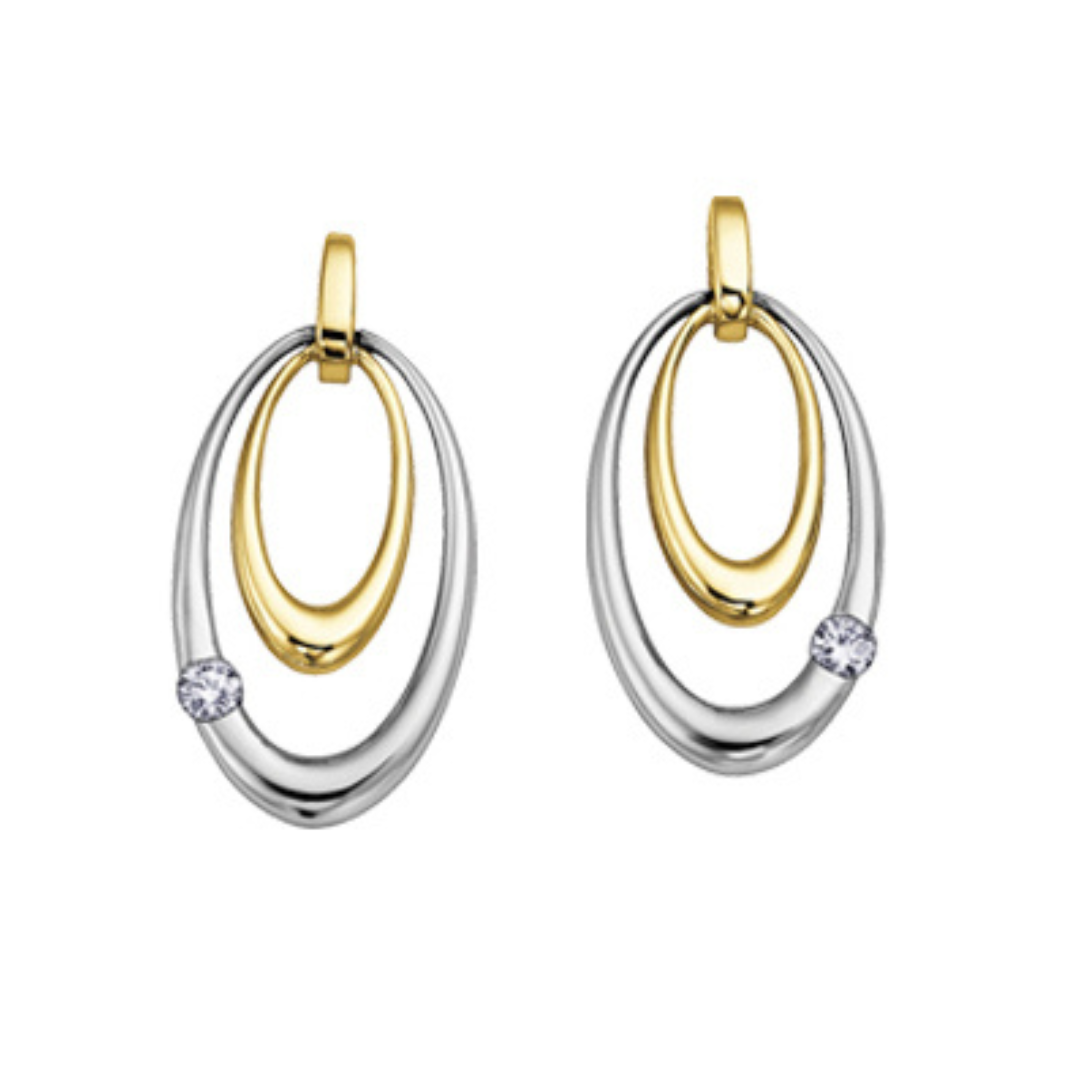 Maple Leaf Diamonds Two Tone Drop Diamond Earrings (940506)