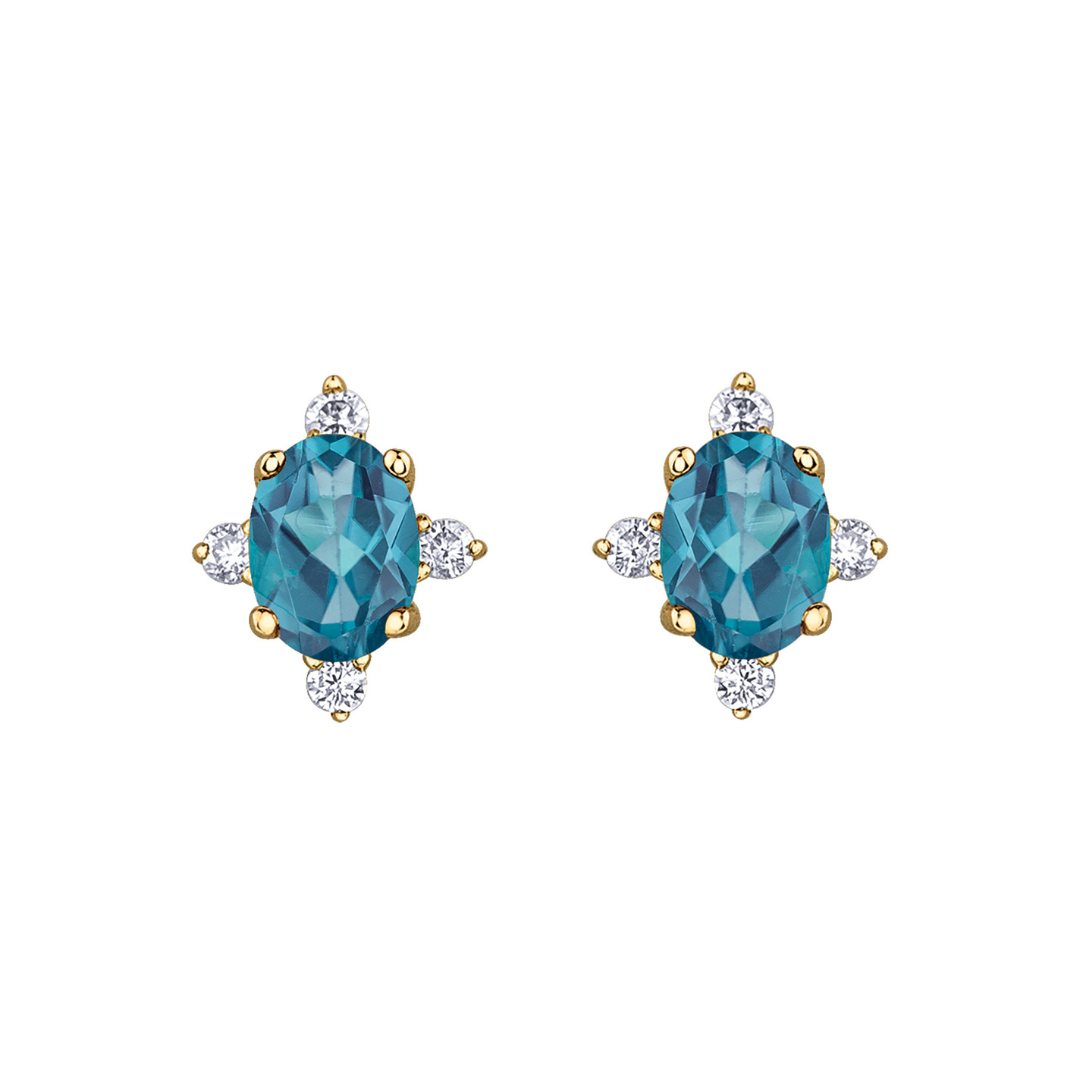 Diamond and Blue Topaz Stud Earrings (203869)