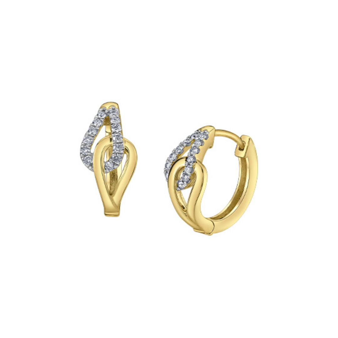 Gold Diamond Interlinked Huggie Earrings (263277)