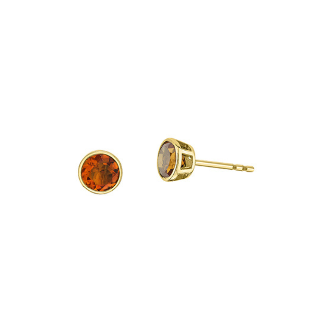 Citrine Round Stud Earrings in Yellow Gold (283159)