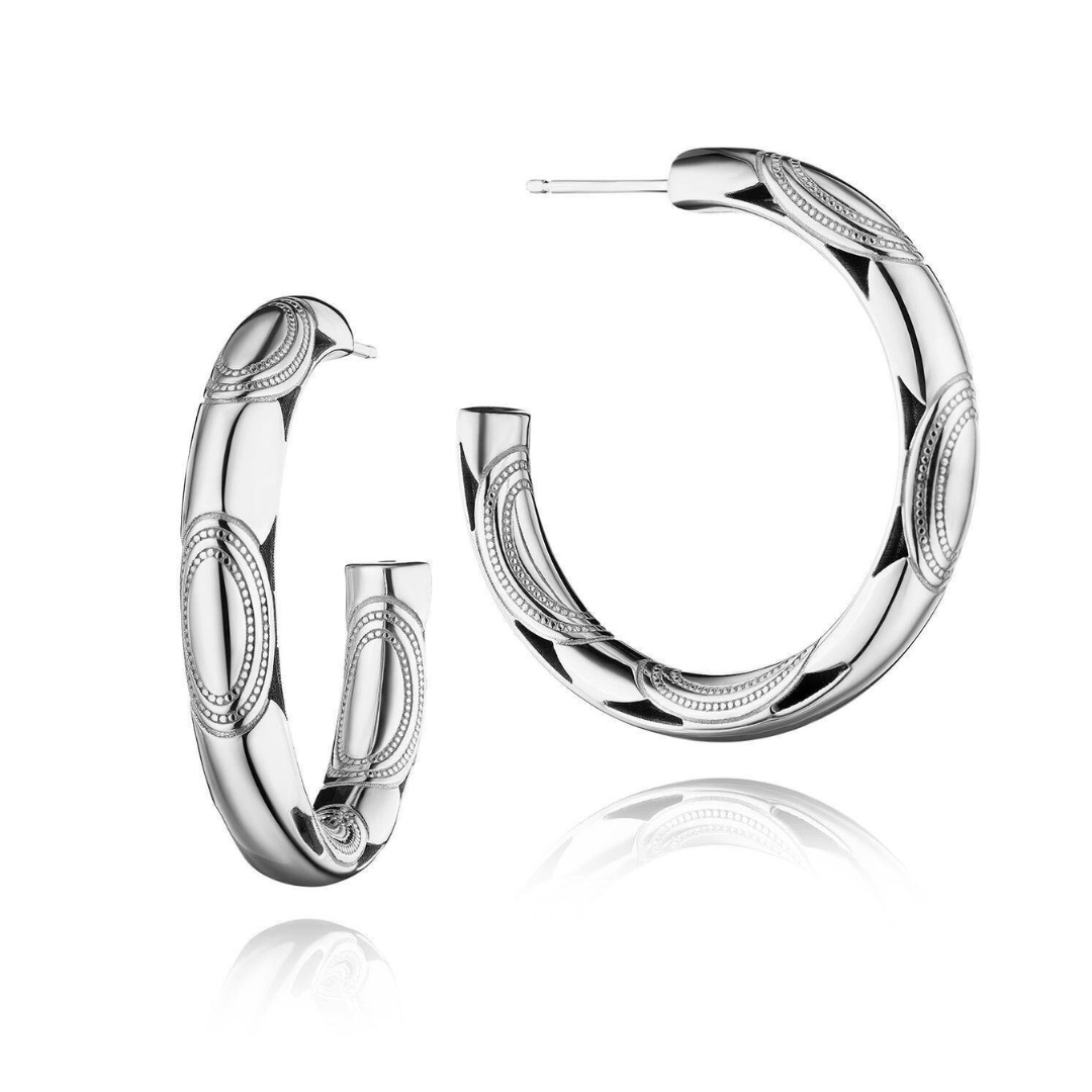 Crescent Eclipse Silver Chunky Hoop (380041)