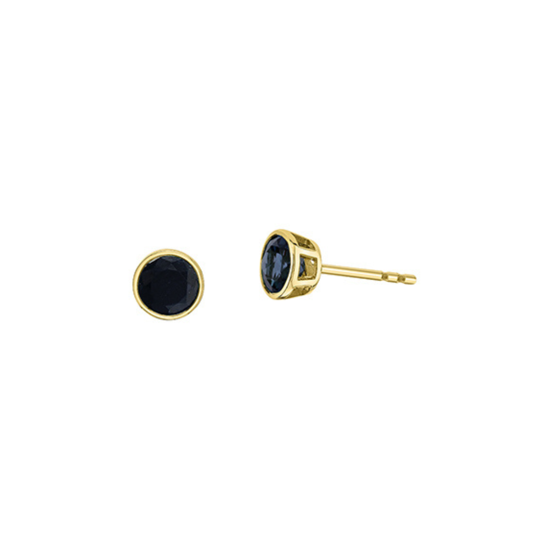 Yellow Gold Bezel Set Sapphire Earrings (439155)