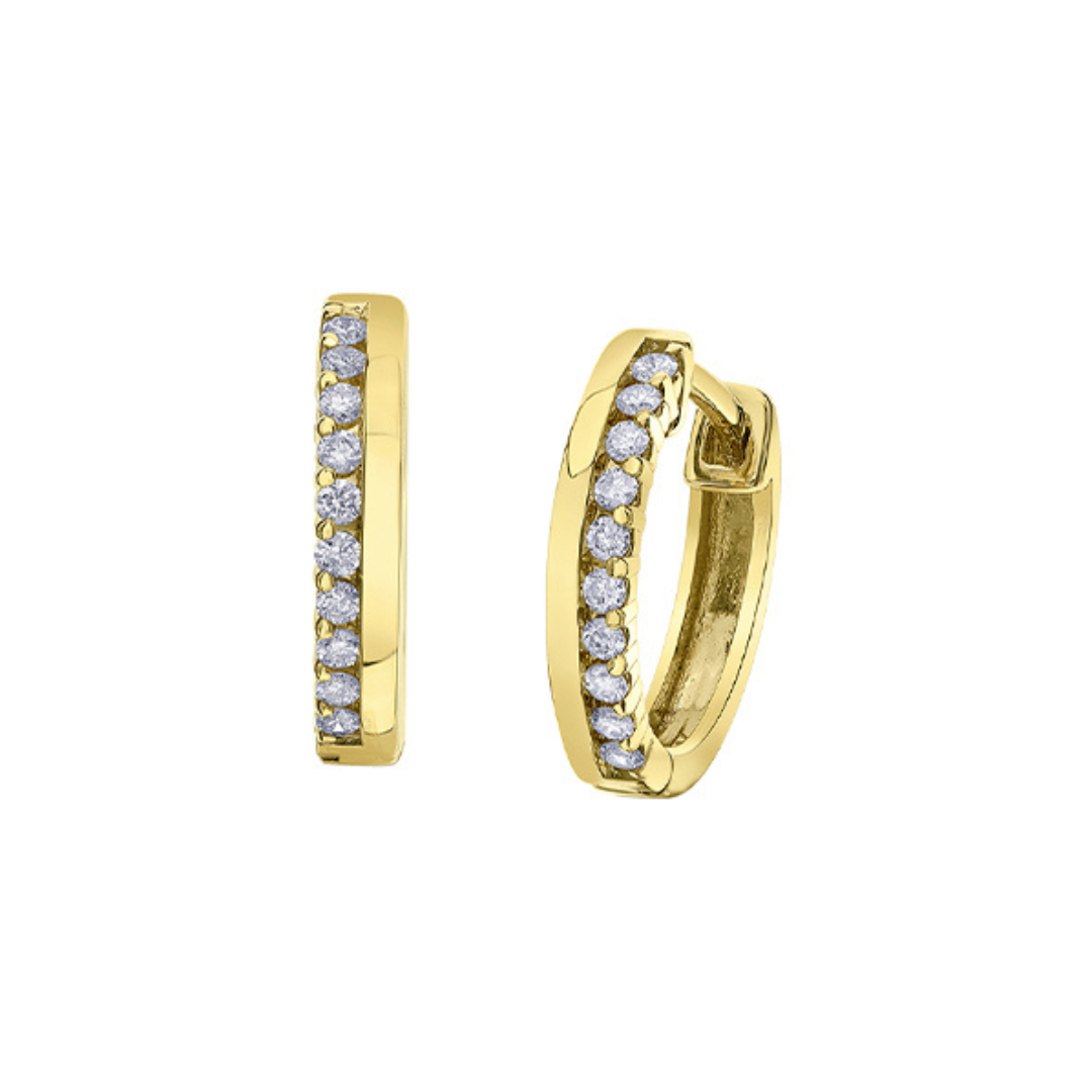 Classic Gold Diamond Huggie Hoop Earrings (486789)