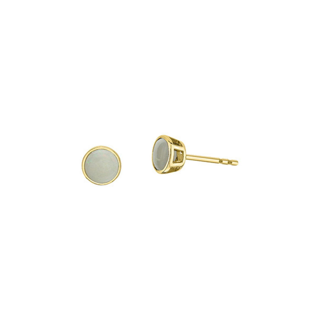 Elegant Gold Bezel-Set Opal Stud Earrings (502439)