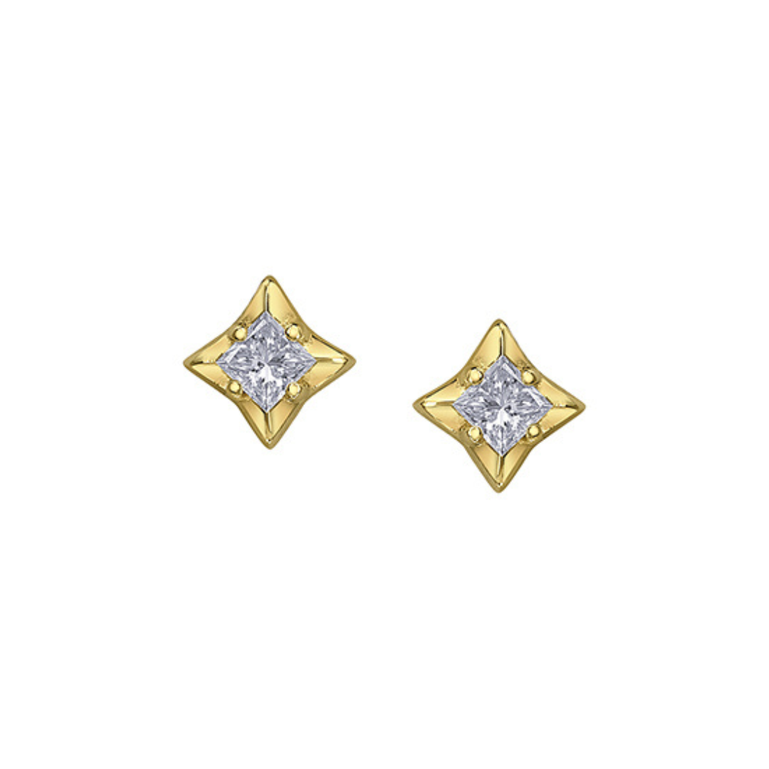 Diamond Star Stud Earrings in Yellow Gold (538242)