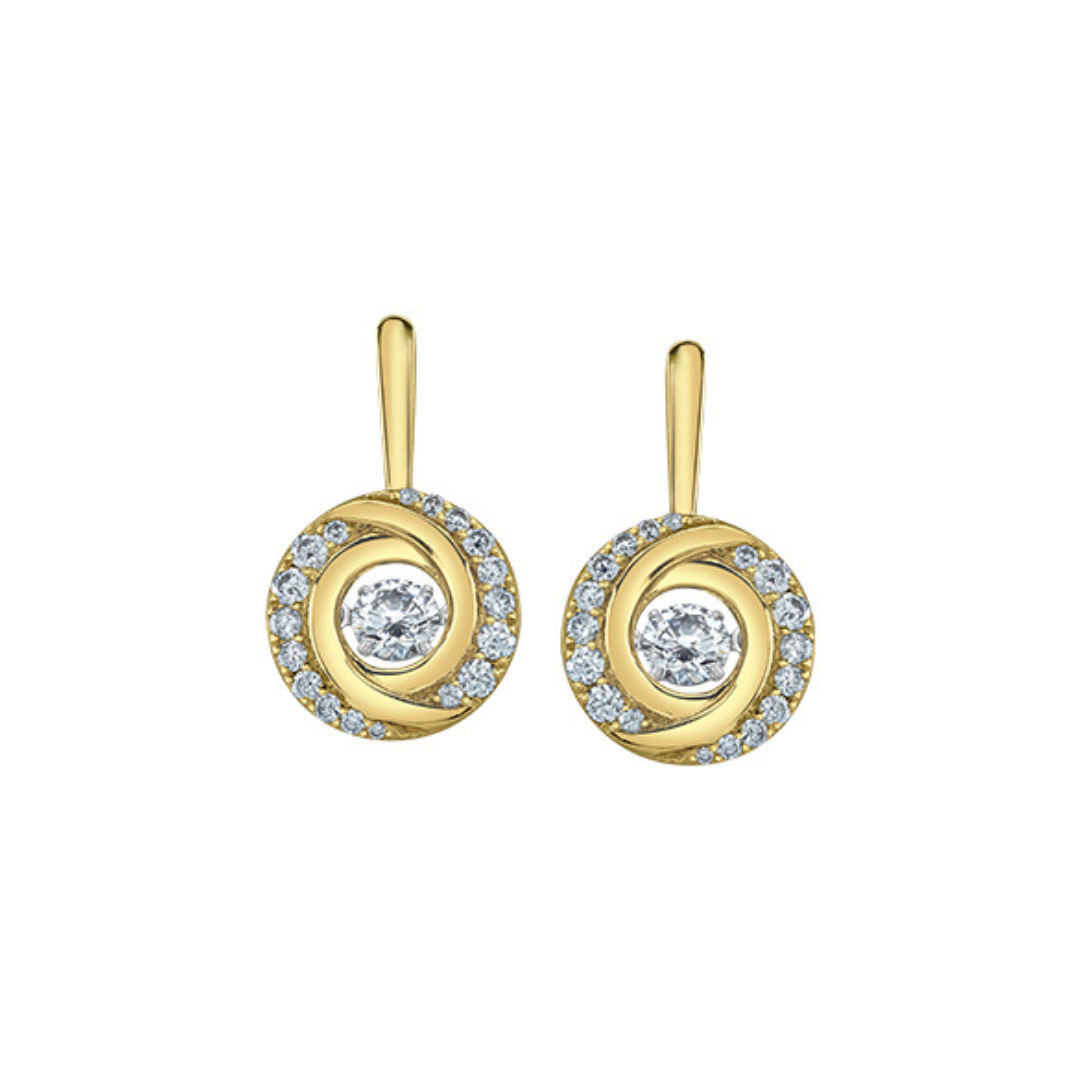 Two Tone Swirl Lab Grown Diamond Halo Drop Earrings (729734)