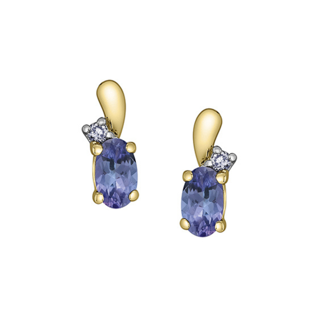 Oval Tanzanite & Diamond Drop Earrings (990997)