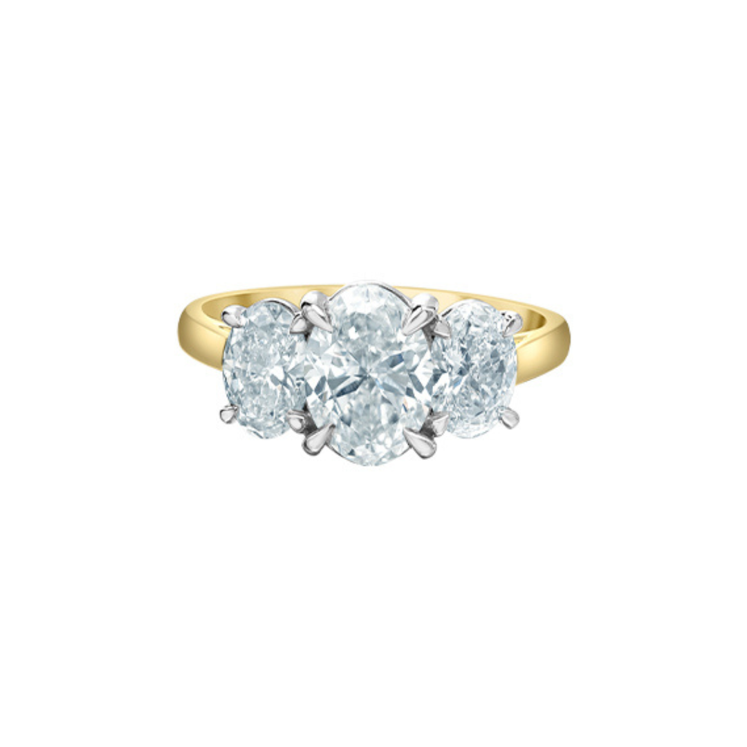 Two Tone Three Stone Oval Lab Grown Diamond Engagement Ring (119773)