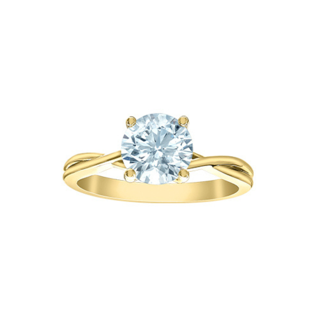 Round Lab Grown Solitaire Diamond Ring in Yellow Gold (163021)