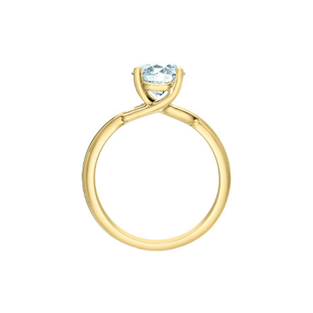Round Lab Grown Solitaire Diamond Ring in Yellow Gold (163021)