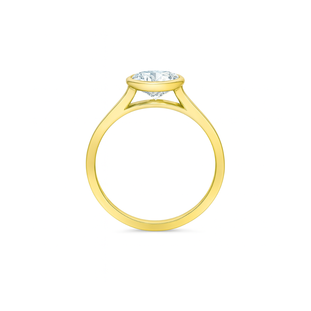 Yellow Gold Bezel Set Oval Lab Grown Diamond Ring (250027)