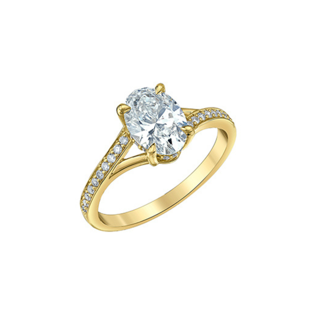 Yellow Gold Oval Lab Grown Diamond Engagement Ring (999793)