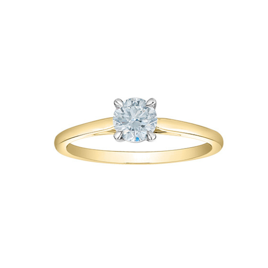 Two Tone Gold Round Lab Grown Diamond Solitaire Ring (786865)