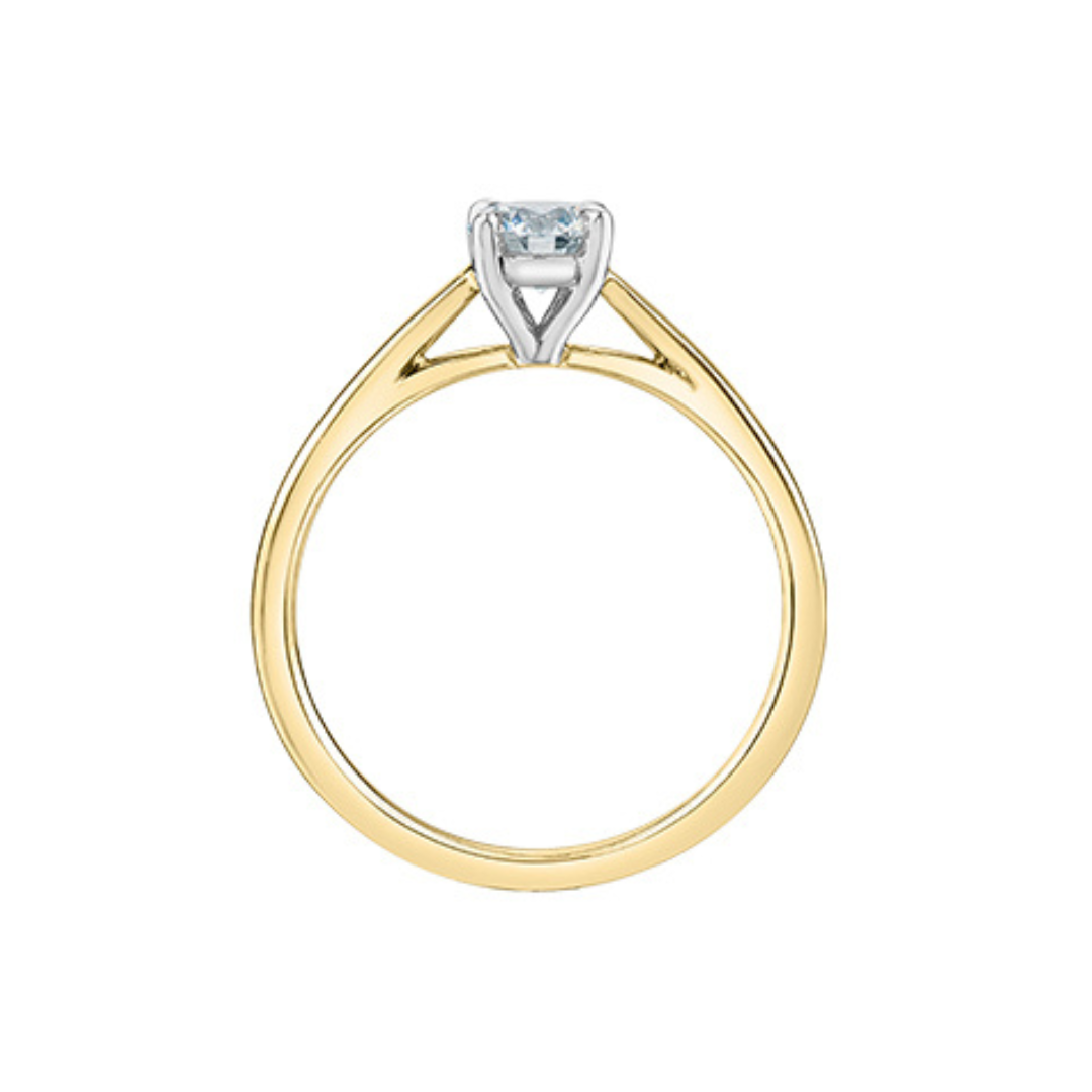Two Tone Gold Round Lab Grown Diamond Solitaire Ring (786865)
