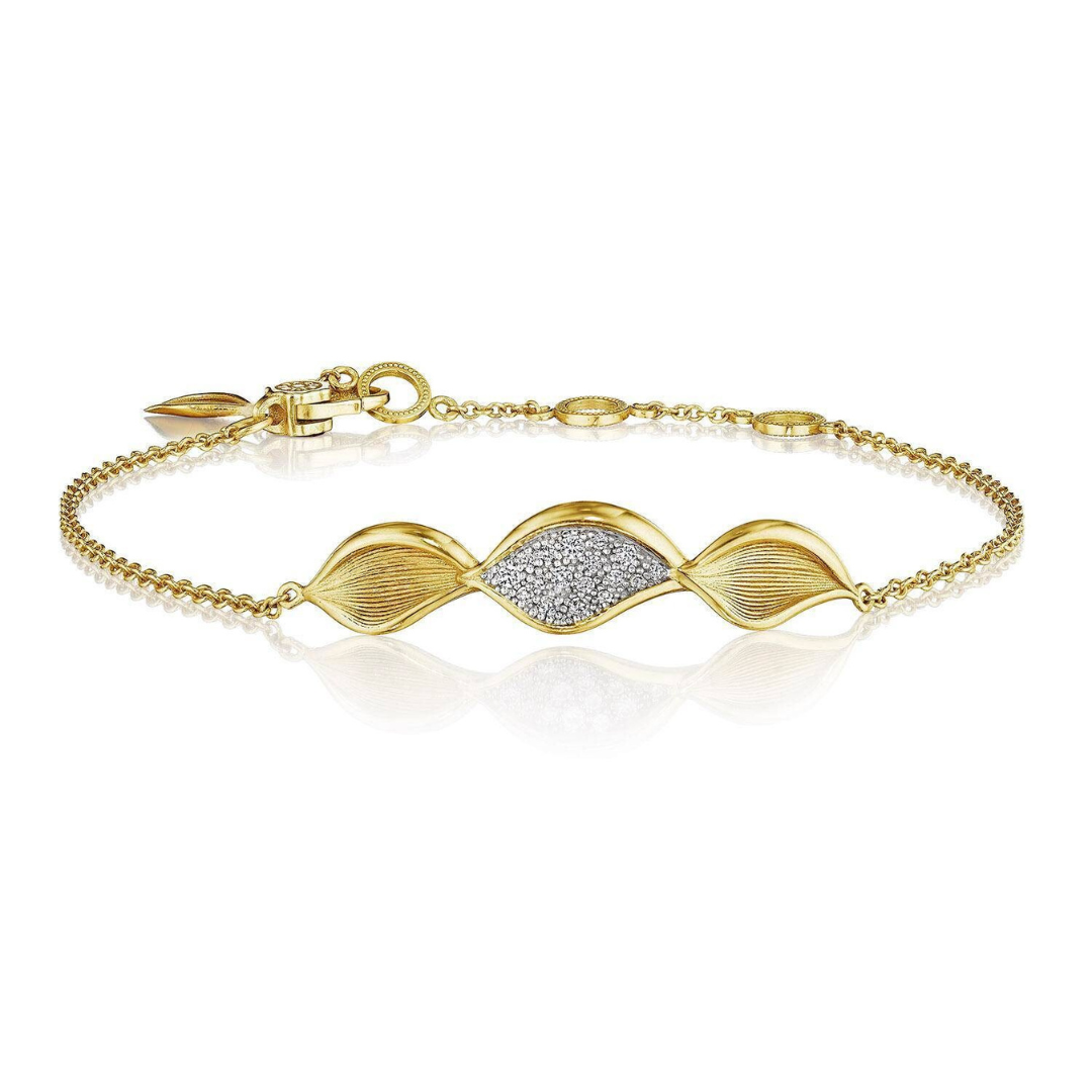 Yellow Gold Diamond Dahlia Petal Bracelet (168639)
