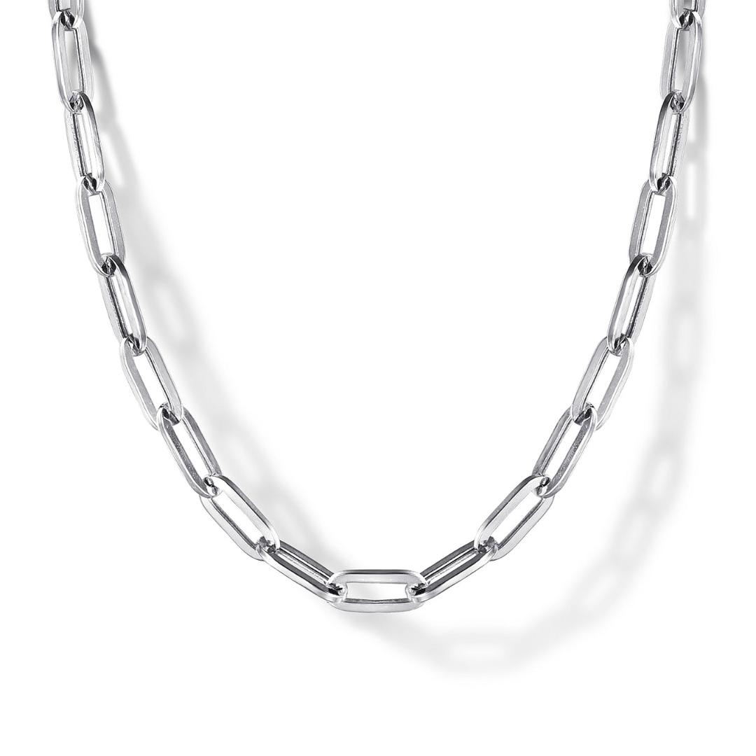 Sterling Silver Solid Paper Clip 32' Chain Necklace (346434)