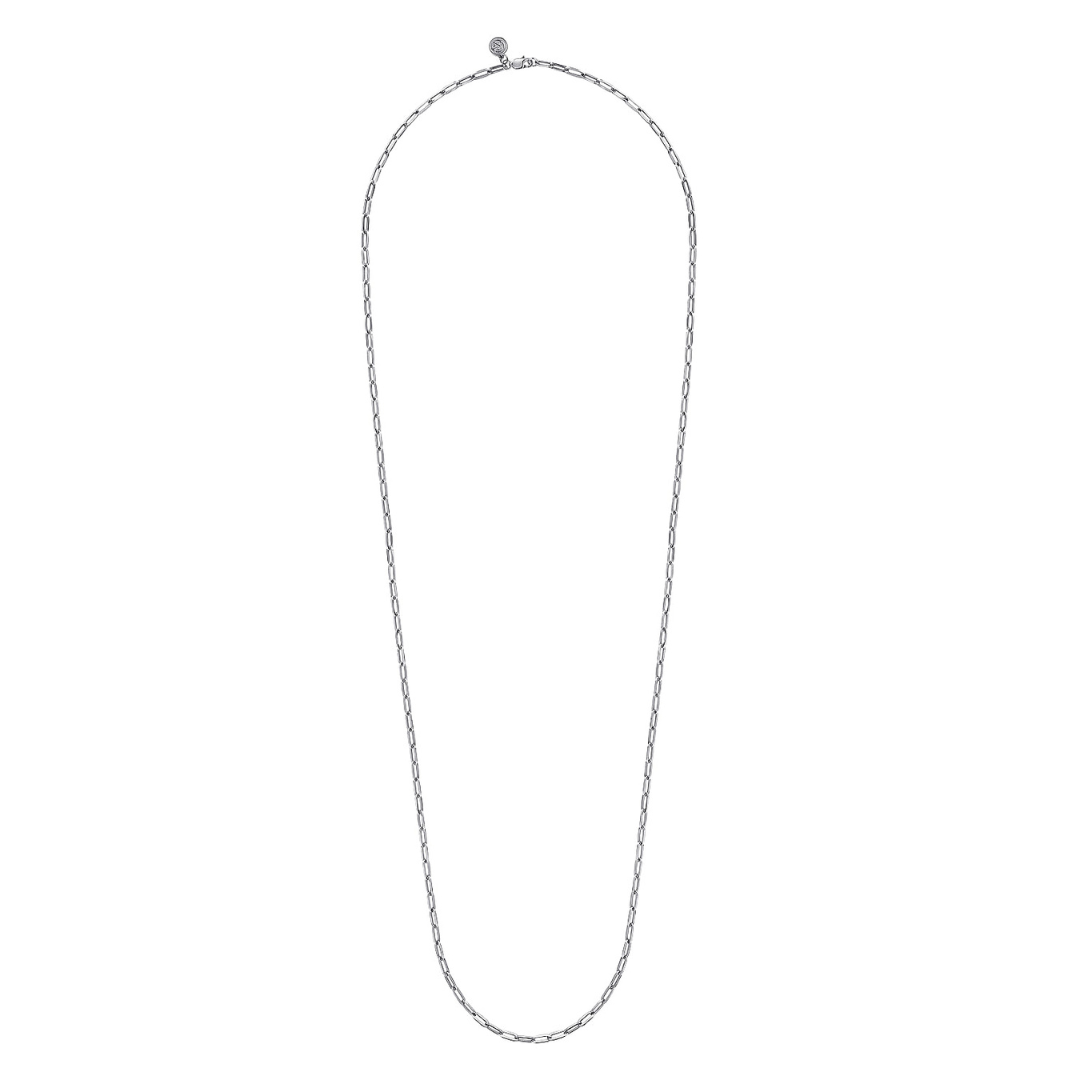 Sterling Silver Solid Paper Clip 32' Chain Necklace (346434)