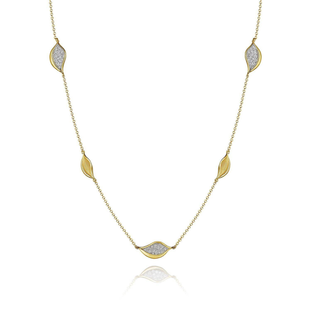 Yellow Gold Dahlia Petal Stations Necklace (740461)