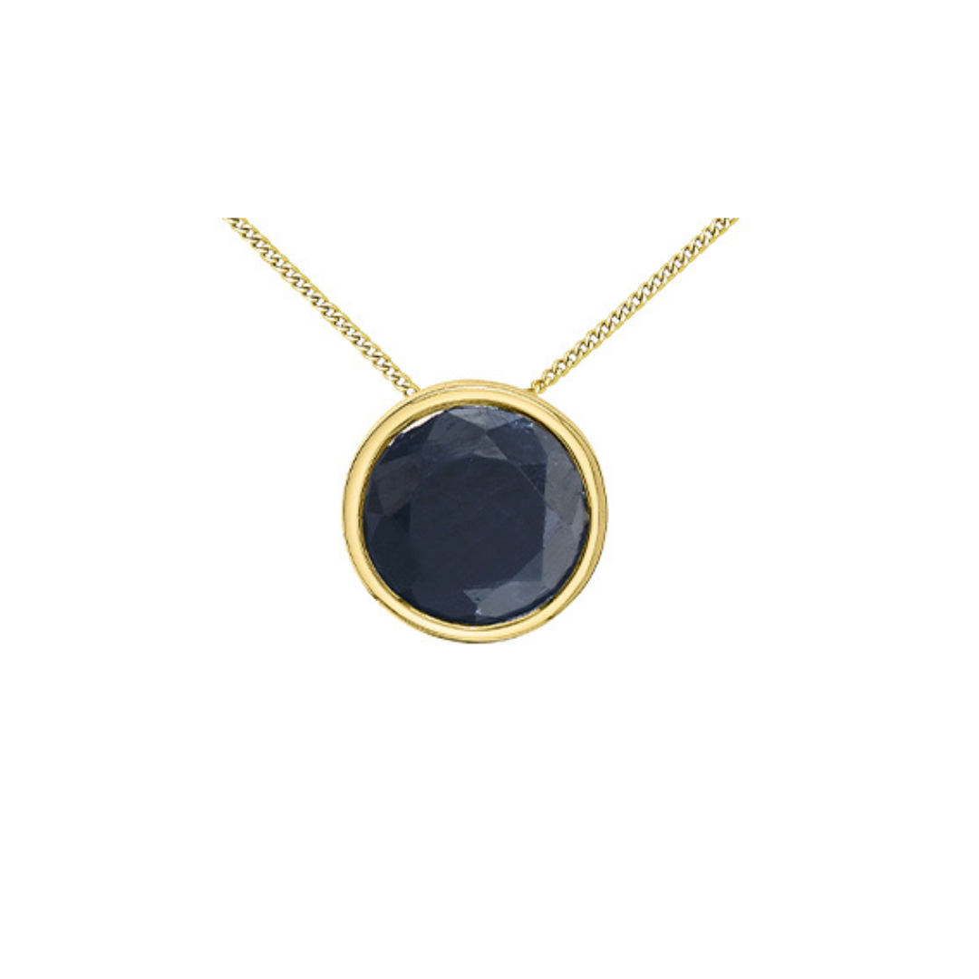 Yellow Gold Bezel Set Sapphire Necklace (219224)